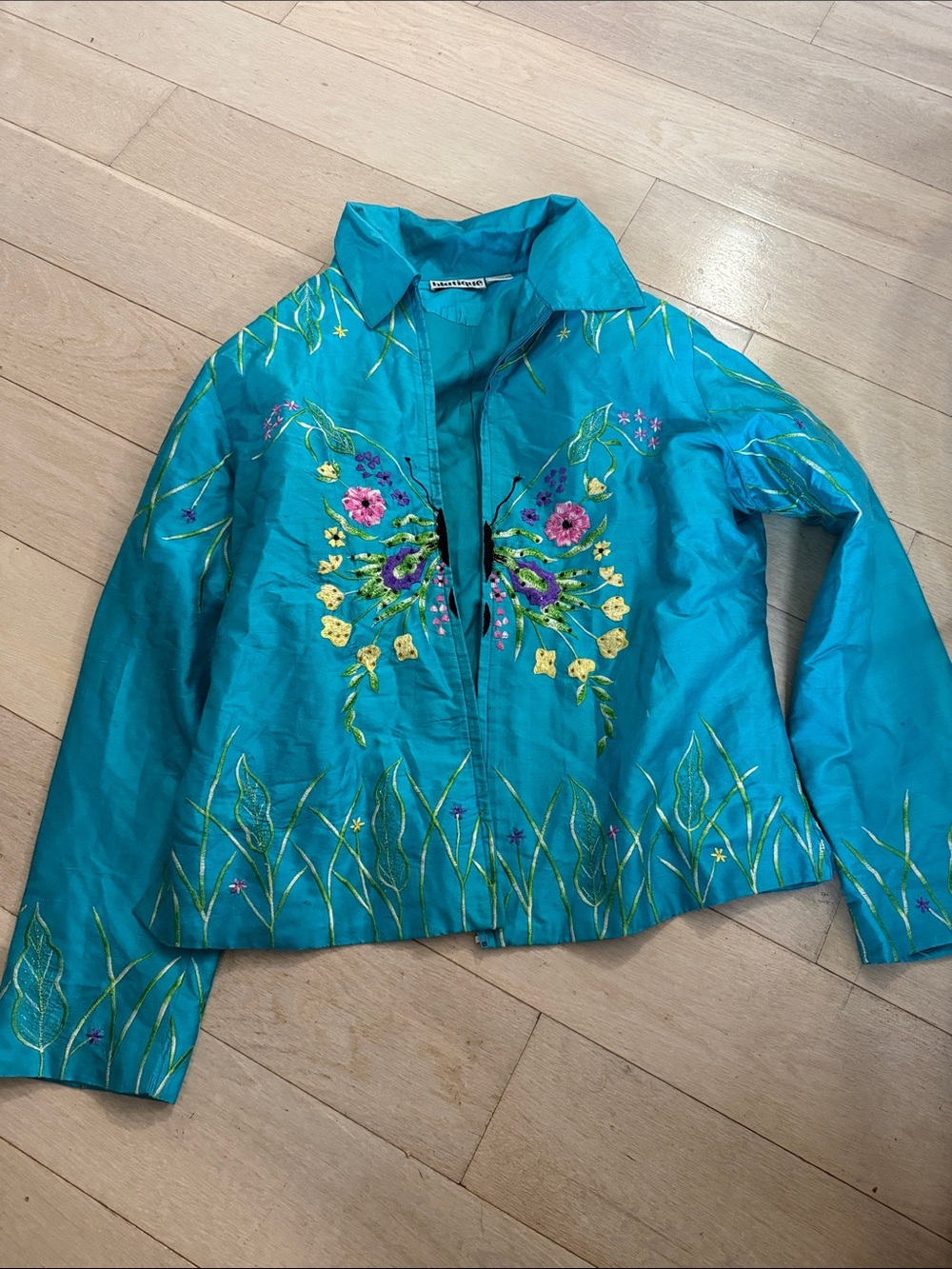 Silk zip up jacket
